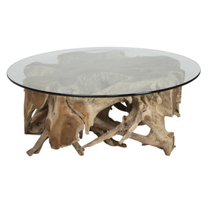 Center Root Coffee Table - Round-46 Glass 2 Cartons