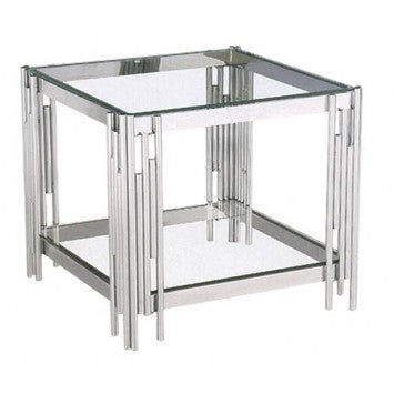 Liana End Table - Glass and Stainless Steel - Furniture Depot (4570676559974)