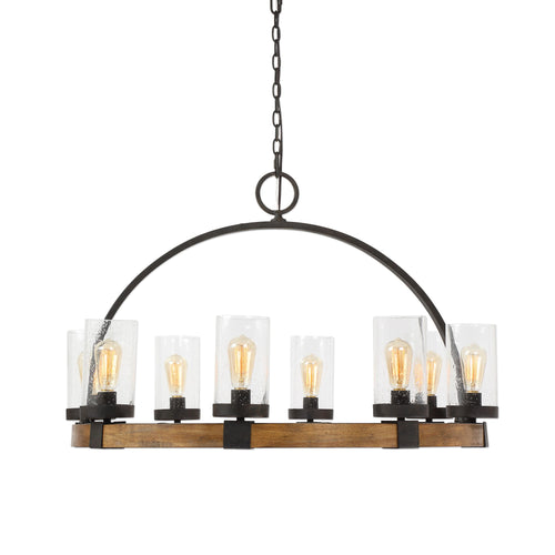Atwood 8 Light Wagon Wheel Pendant Black