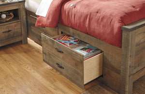 Trinell Brown Bookcase Bed With 2 Storage Drawers
