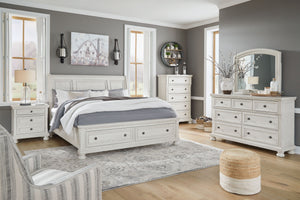 Robbinsdale Antique White 5 Pc. Dresser, Mirror, Sleigh Bed With 2 Storage Drawers