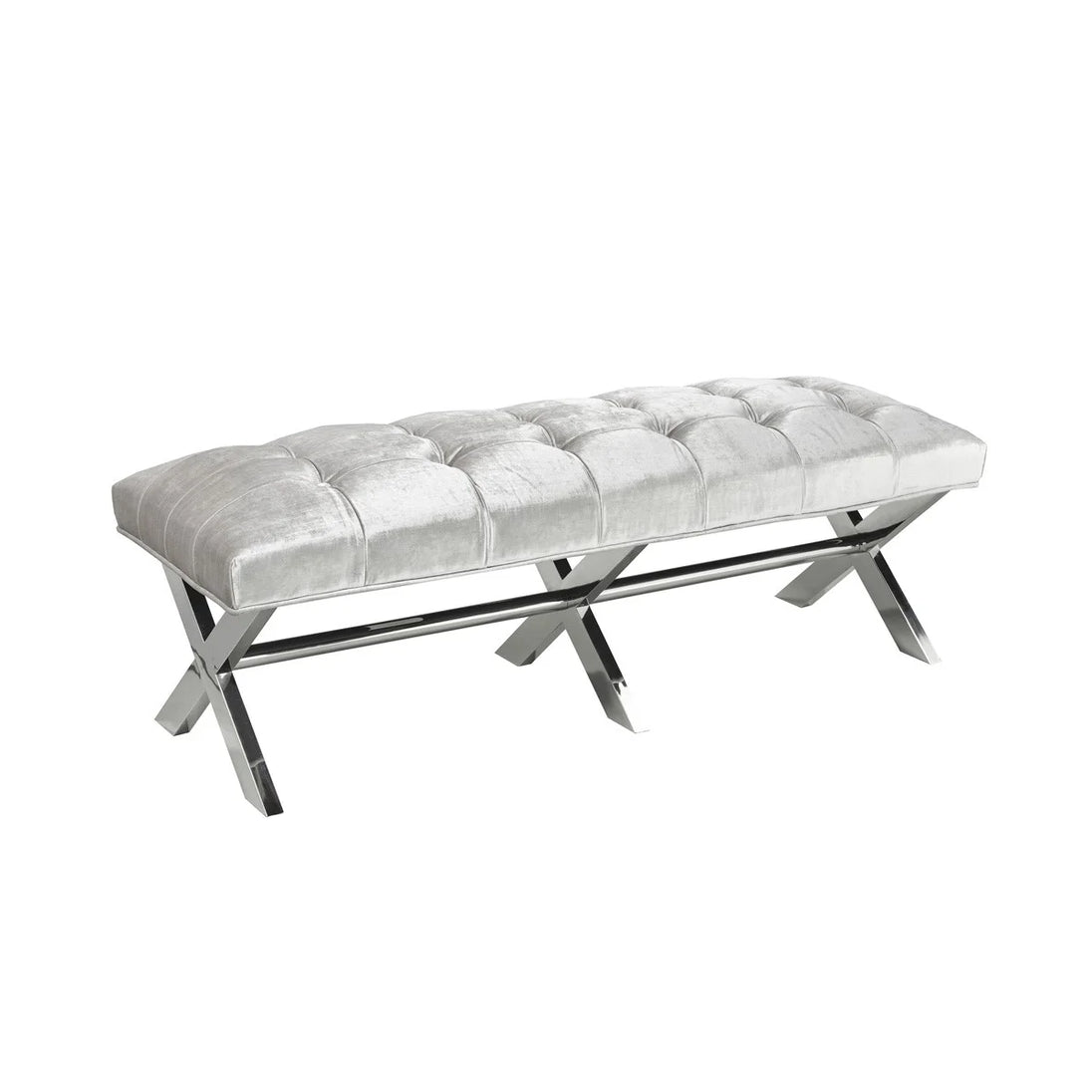 Lauren Bench Grey Velvet - Furniture Depot