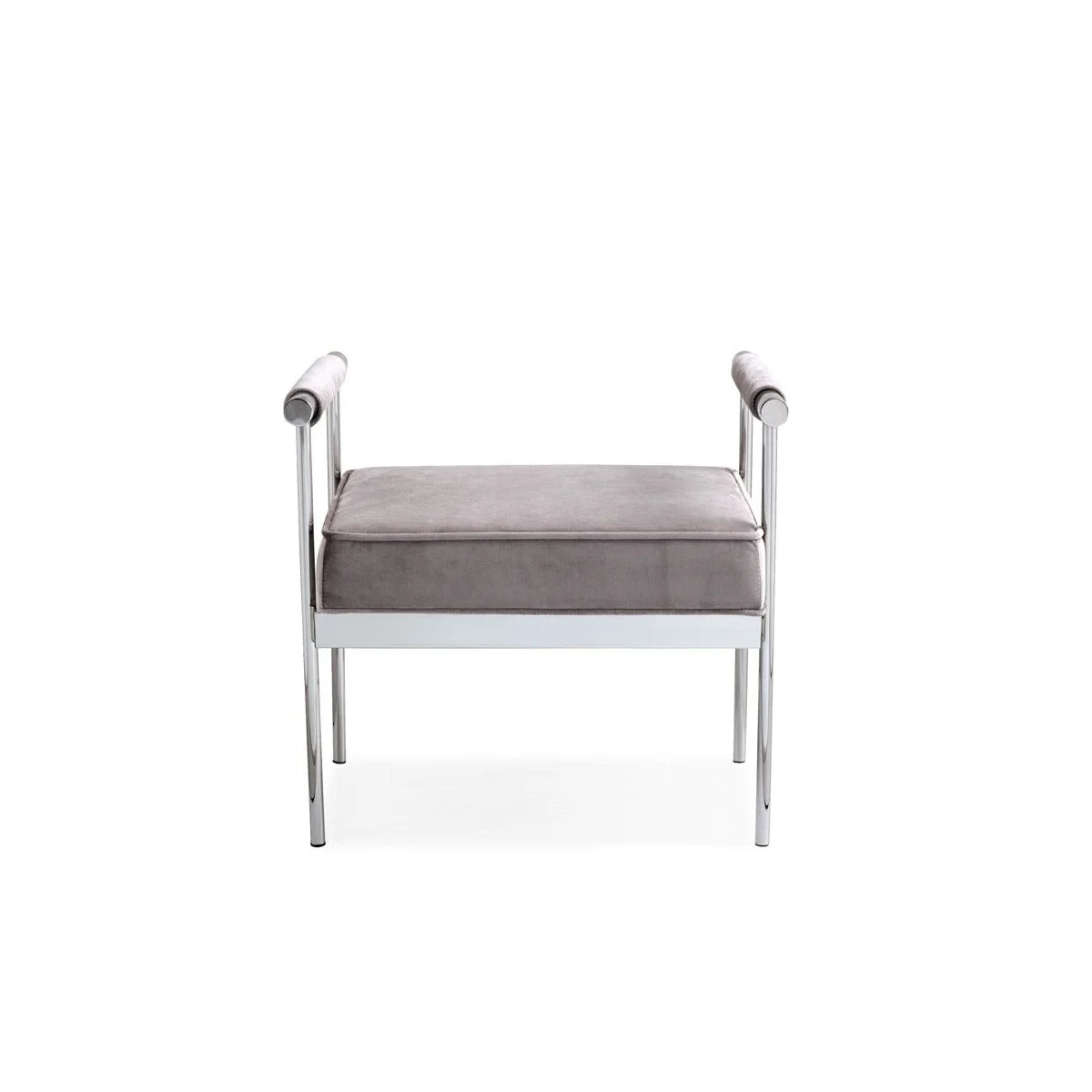 Helen Ottoman Grey Velvet - Furniture Depot