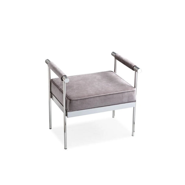 Helen Ottoman Grey Velvet - Furniture Depot