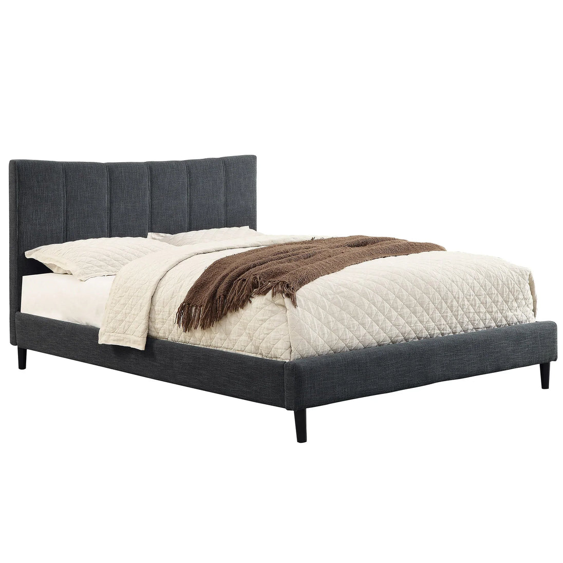 Rimo 60" Queen Platform Bed in Grey - Furniture Depot