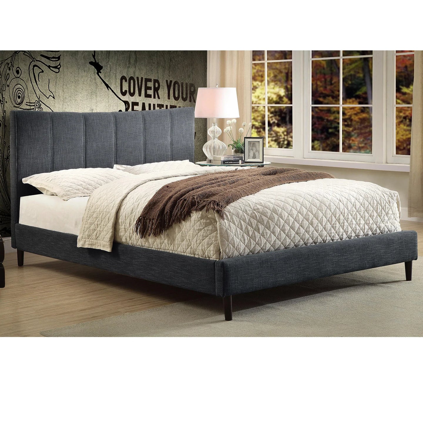 Rimo 78" King Platform Bed in Grey - Furniture Depot