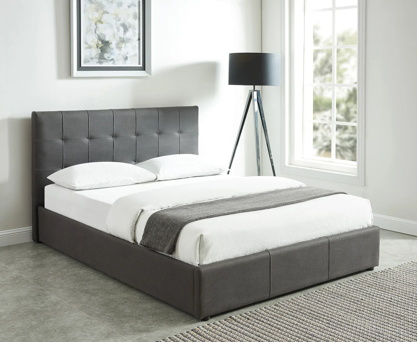 EXTARA-78" PLATFORM STORAGE BED-GREY - Furniture Depot