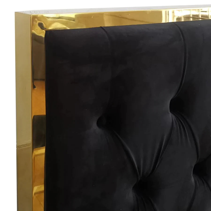 Lucille 78" King Bed in Black with Gold Detail - Furniture Depot