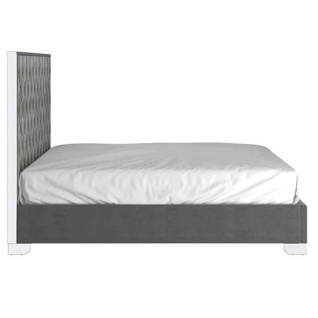 Lucille 78" King Bed in Grey with Silver Detail - Furniture Depot