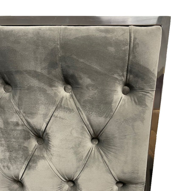 Lucille 60" Queen Bed in Grey with Silver Detail - Furniture Depot