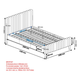 HANNAH-78'' BED-CHARCOAL - Furniture Depot