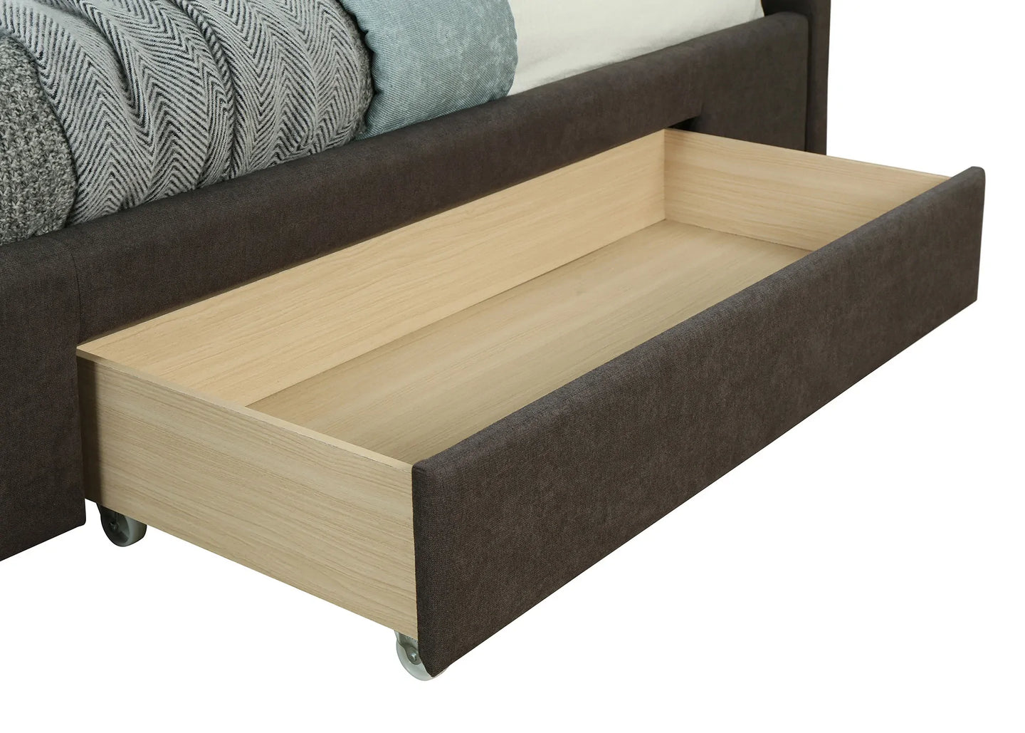 Emilio 78" King Platform Bed with Drawers in Charcoal - Furniture Depot