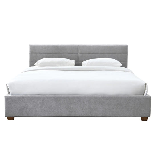 Emilio 78" King Platform Bed with Drawers in Light Grey - Furniture Depot