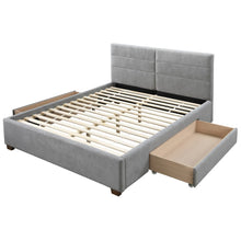 Load image into Gallery viewer, Emilio 60&quot; Queen Platform Bed with Drawers in Light Grey - Furniture Depot