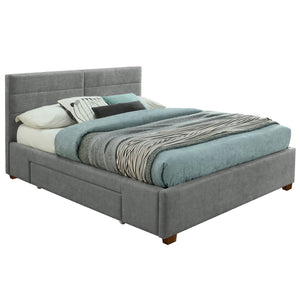 Emilio 60" Queen Platform Bed with Drawers in Light Grey - Furniture Depot