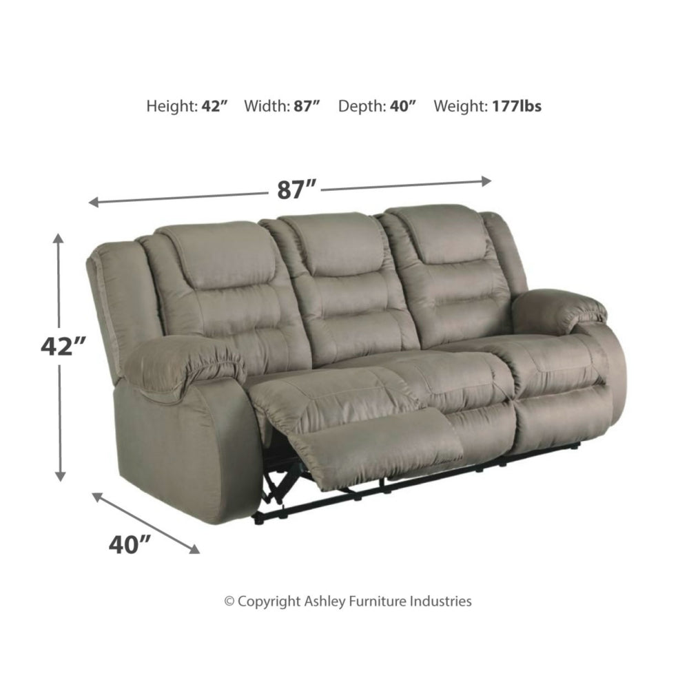 McCade Reclining Sofa & DBL Rec Loveseat w/Console - Cobblestone - Furniture Depot (1635650338869)