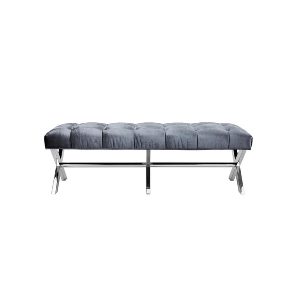 Lauren Bench Charcoal Velvet - Furniture Depot