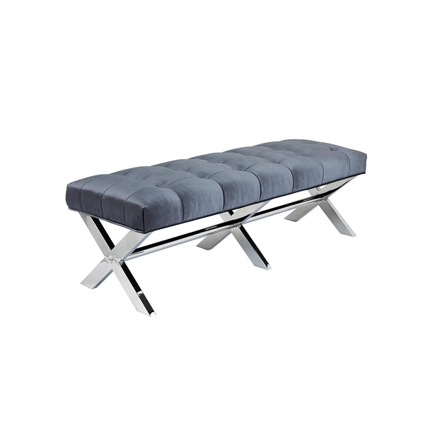 Lauren Bench Charcoal Velvet - Furniture Depot