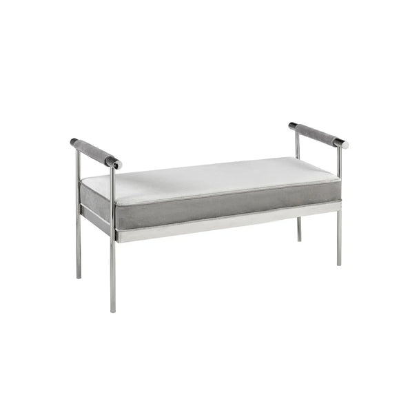 Helen E-Grey Velvet Bench - Furniture Depot