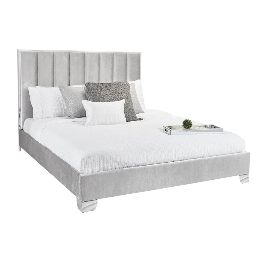 Lauriel Platform Bed - Grey Fabric - Furniture Depot