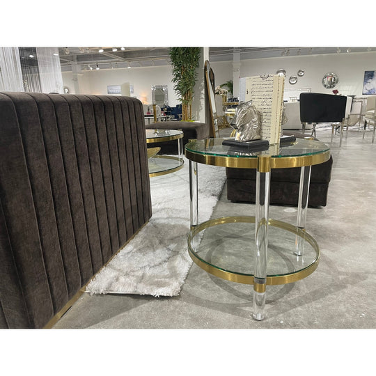 PALOMA END TABLE BRUSHED GOLD - Furniture Depot