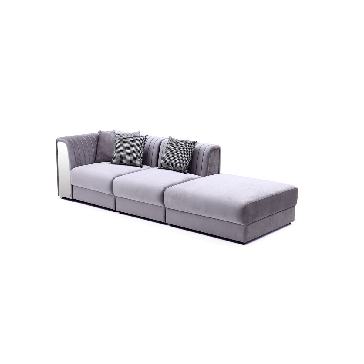 ROLAND Sectional Sofa (Grey velvet no steel) - Furniture Depot