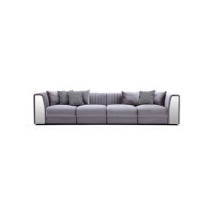 ROLAND Sectional Sofa (Grey velvet no steel) - Furniture Depot