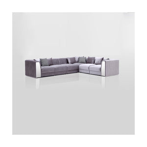 ROLAND Sectional Sofa (Grey velvet no steel) - Furniture Depot