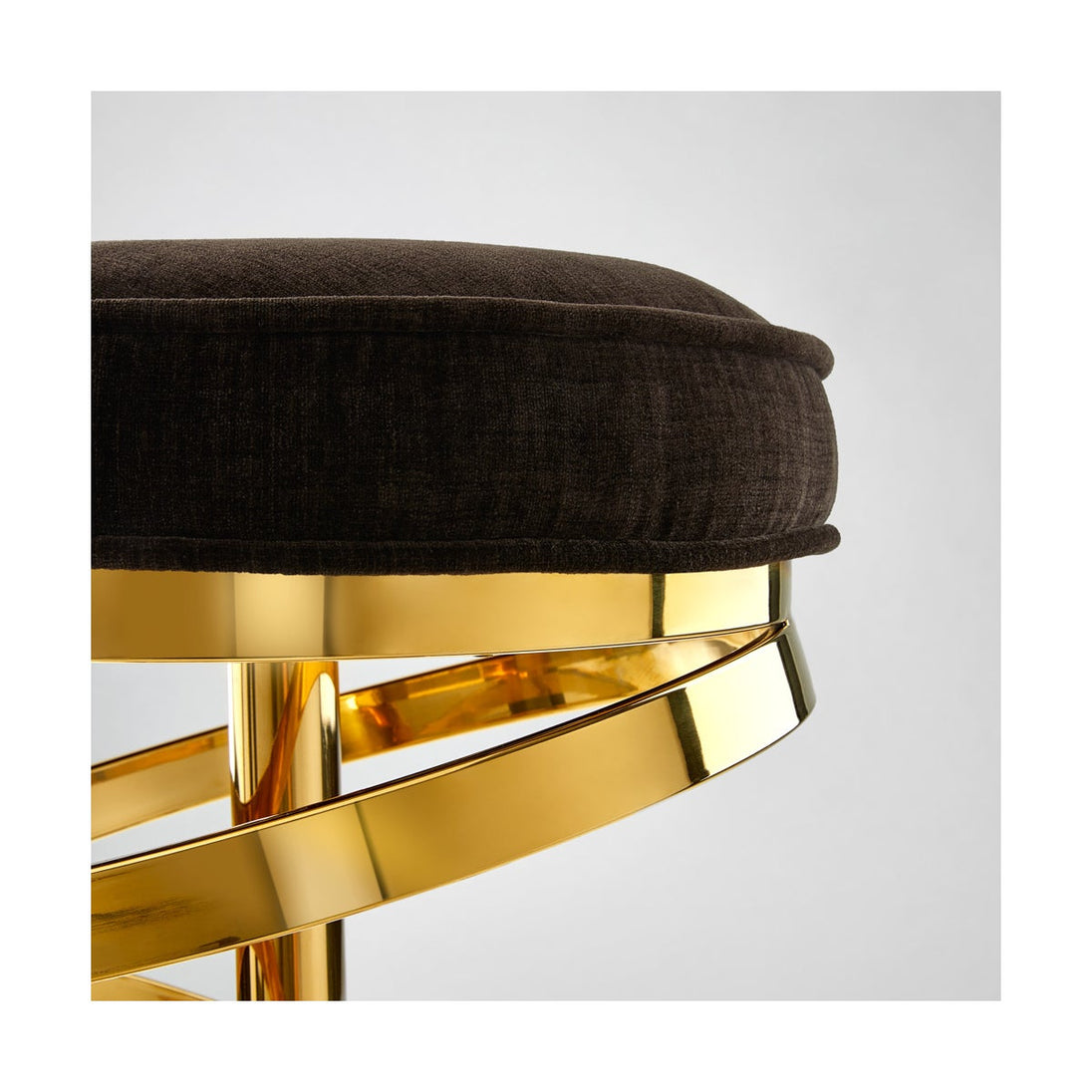 Glam counter stool (Java-chocolate Polished gold frame) - Furniture Depot