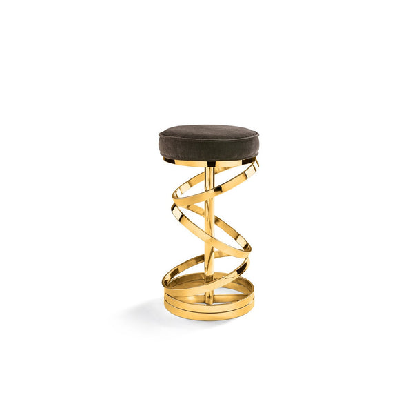 Glam counter stool (Java-chocolate Polished gold frame) - Furniture Depot