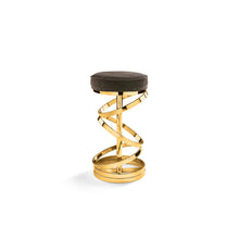 Load image into Gallery viewer, Glam counter stool (Java-chocolate Polished gold frame) - Furniture Depot