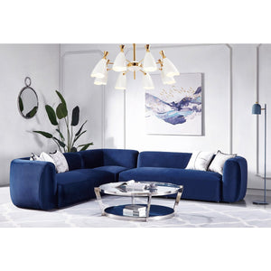 VERONA Sectional Sofa (Ink Blue Velvet) - Furniture Depot