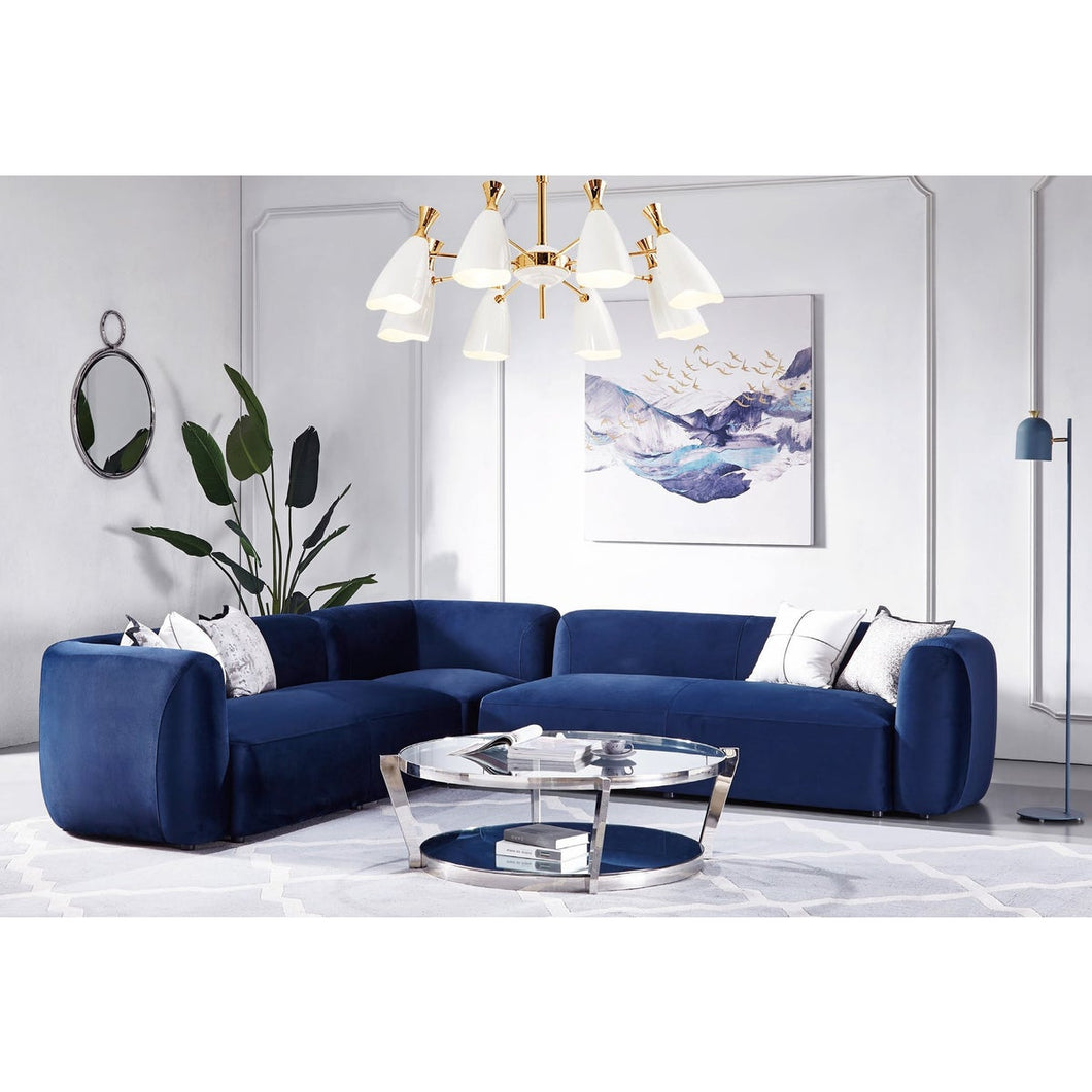 VERONA Sectional Sofa (Ink Blue Velvet) - Furniture Depot