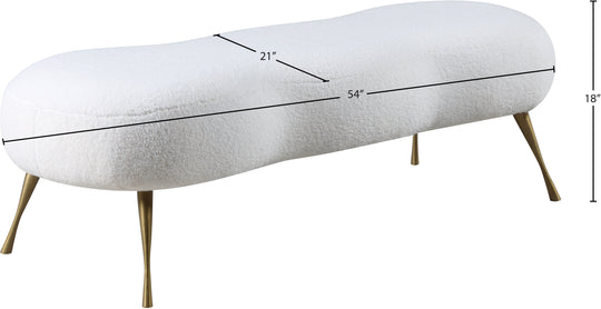 Nube White Faux Sheepskin Fur Bench - Furniture Depot