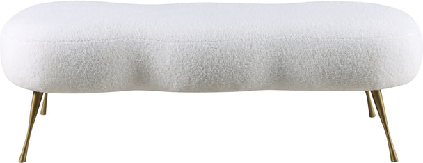 Nube White Faux Sheepskin Fur Bench - Furniture Depot