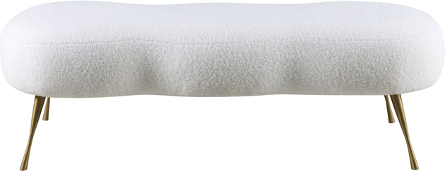 Nube White Faux Sheepskin Fur Bench - Furniture Depot