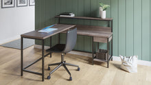 Load image into Gallery viewer, Dorrinson Two tone 2 Pc. L desk With Storage, Swivel Desk Chair