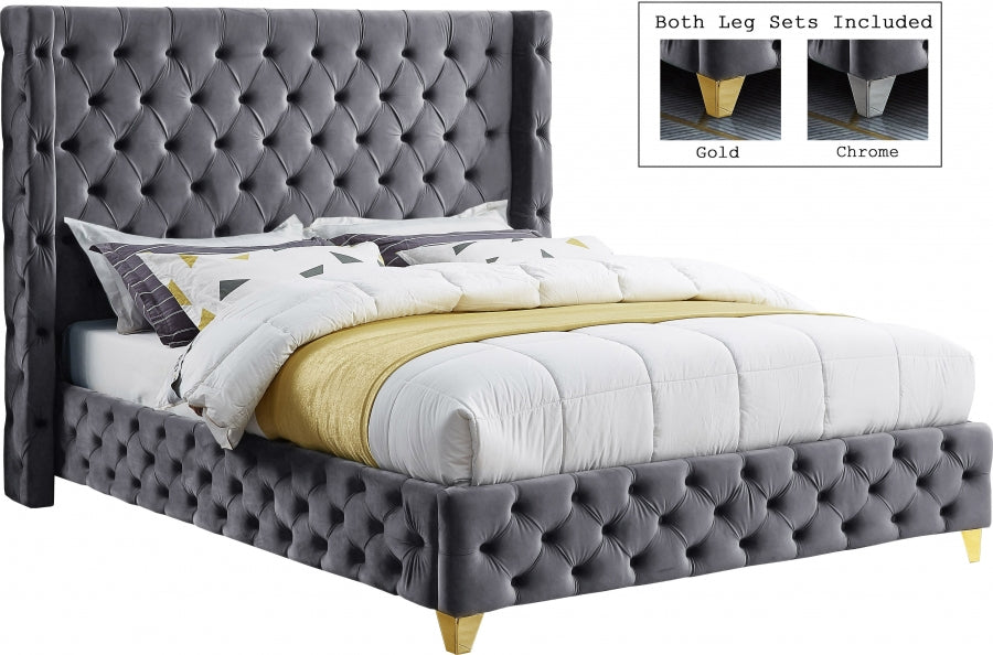 Savan Velvet Bed - Furniture Depot (7679026397432)