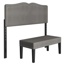 Load image into Gallery viewer, Aurora Double/Queen Adjustable Height Headboard with Bench in Grey - Furniture Depot