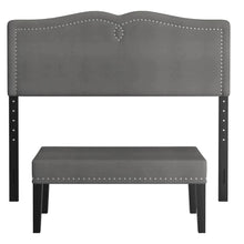 Load image into Gallery viewer, Aurora Double/Queen Adjustable Height Headboard with Bench in Grey - Furniture Depot