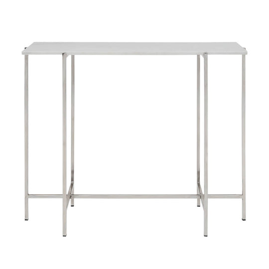 Ida White Marble Top Console Table: Silver Frame - Furniture Depot