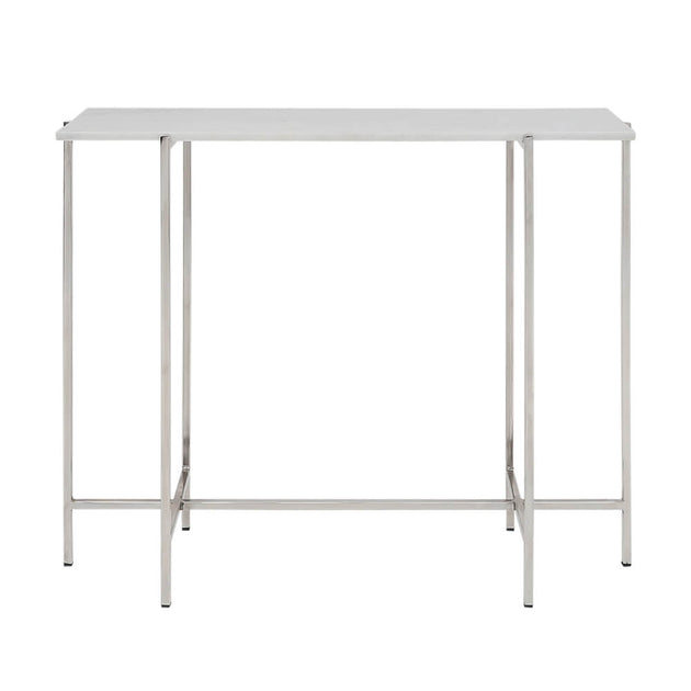 Ida White Marble Top Console Table: Silver Frame - Furniture Depot