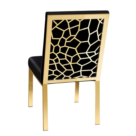 Wellington Black Velvet Gold Dining Chair - Furniture Depot