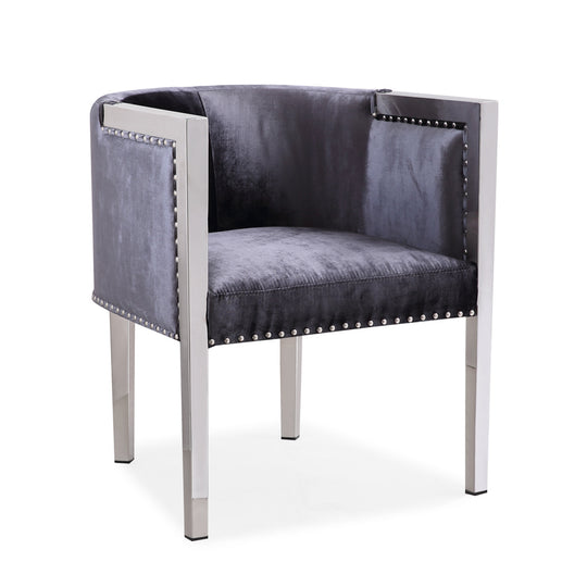 Elvis Charcoal Velvet Chair - Furniture Depot