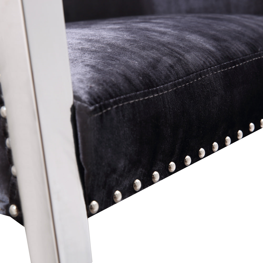 Elvis Charcoal Velvet Chair - Furniture Depot