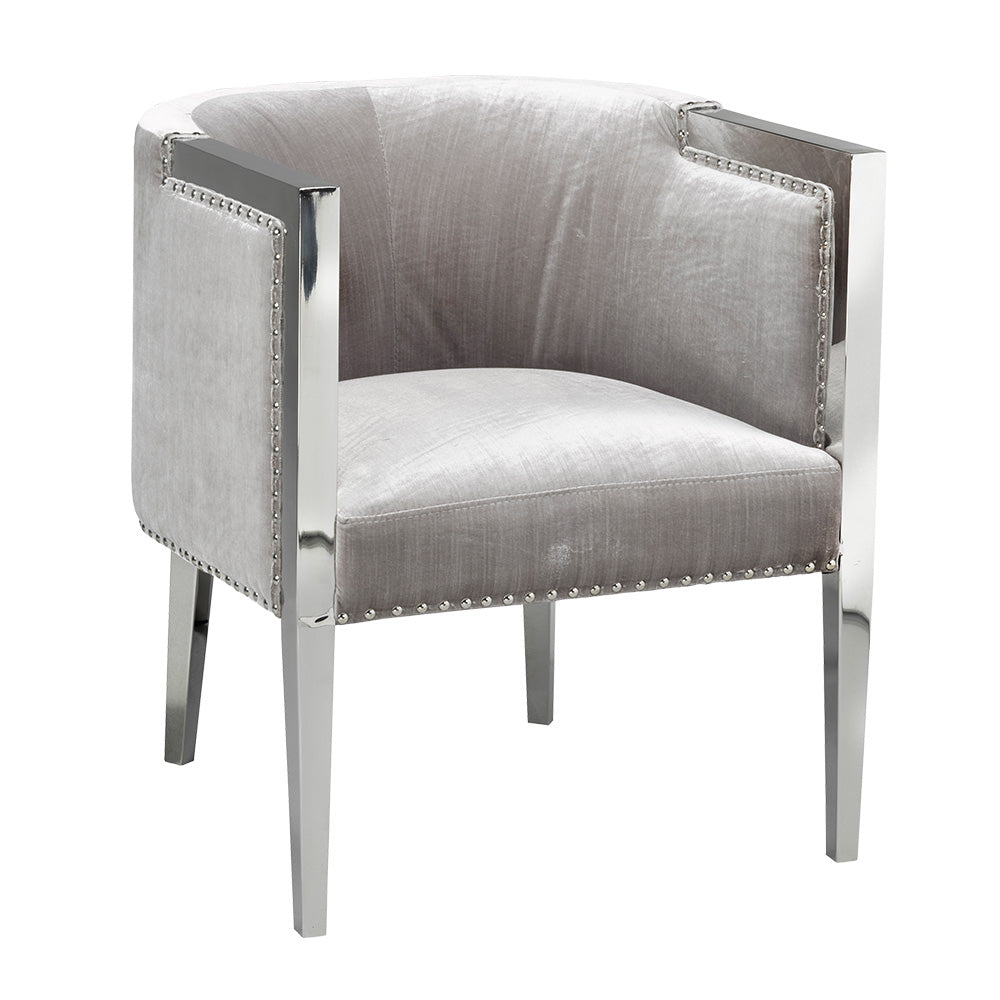 Elvis Grey Velvet Accent Chair - Furniture Depot