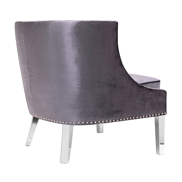 Lucy Charcoal Velvet Steel Chair - Furniture Depot