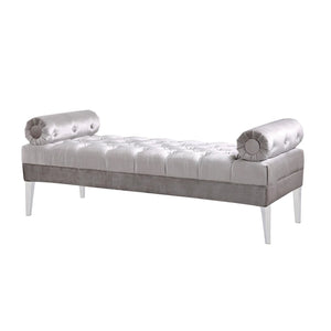 Prado Bench Grey Velvet - Furniture Depot