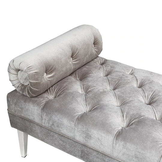 Prado Bench Grey Velvet - Furniture Depot