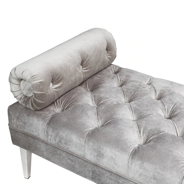Prado Bench Grey Velvet - Furniture Depot